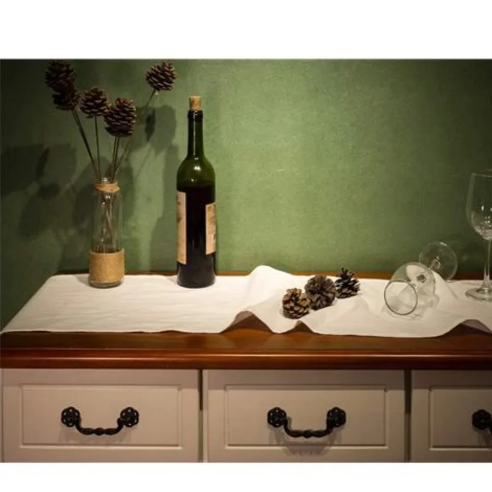 Farmhouse Table Runner Country Cottage Decor White Cotton Decorative Cloth 12x72